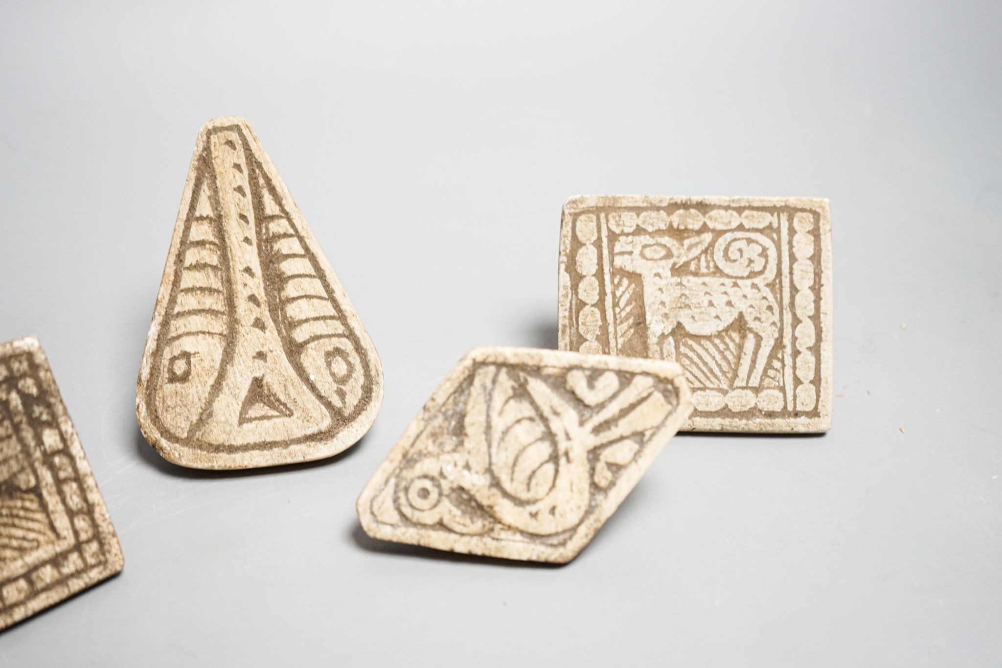 A group of five Middle eastern ceramic moulds/stamps